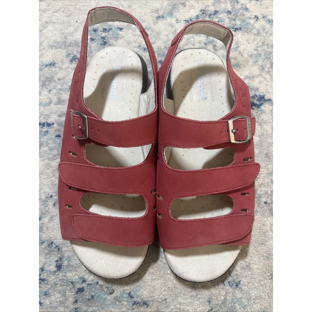 Propet Breeze Walker Red Leather Slingback Walking Sandals Sz 7.5 Adj. Buckle